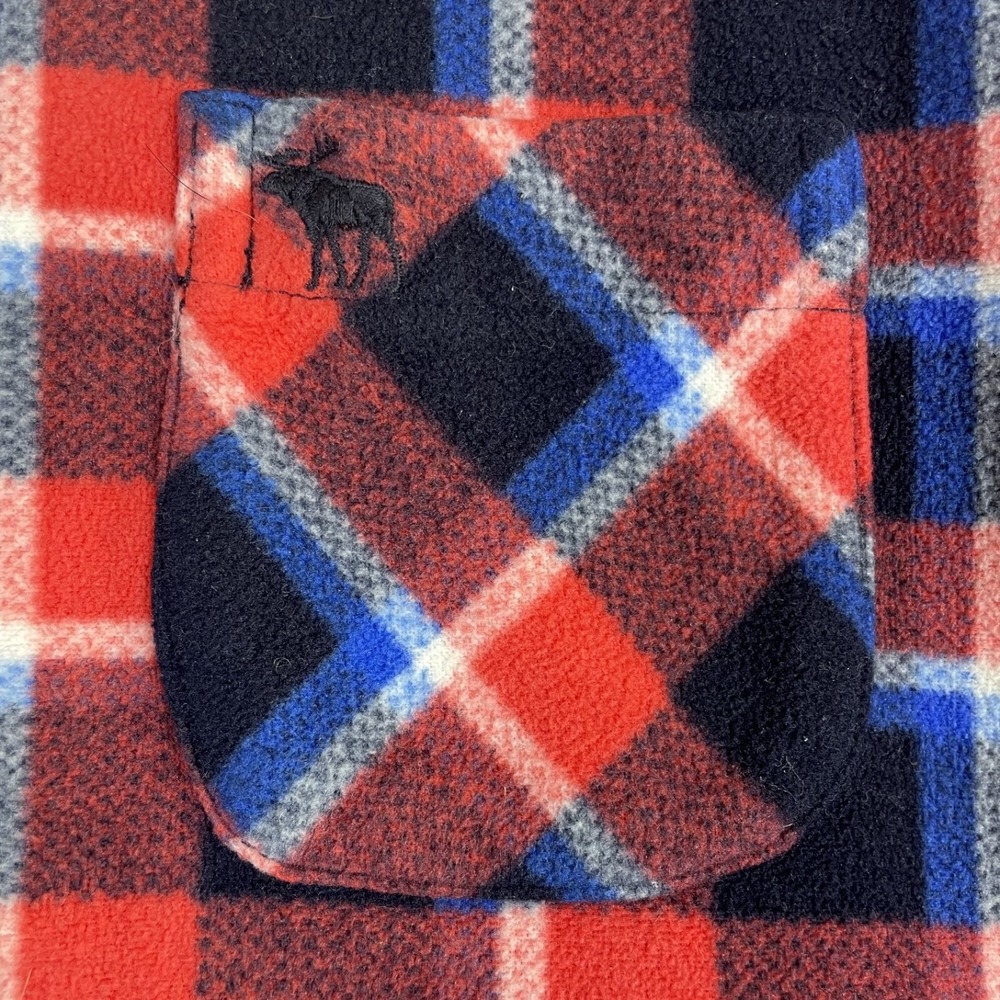 Abercrombie‎ Kids Flannel Shirt Size 13/14 Red Blue Plaid Long Sleeve - Picture 5 of 10